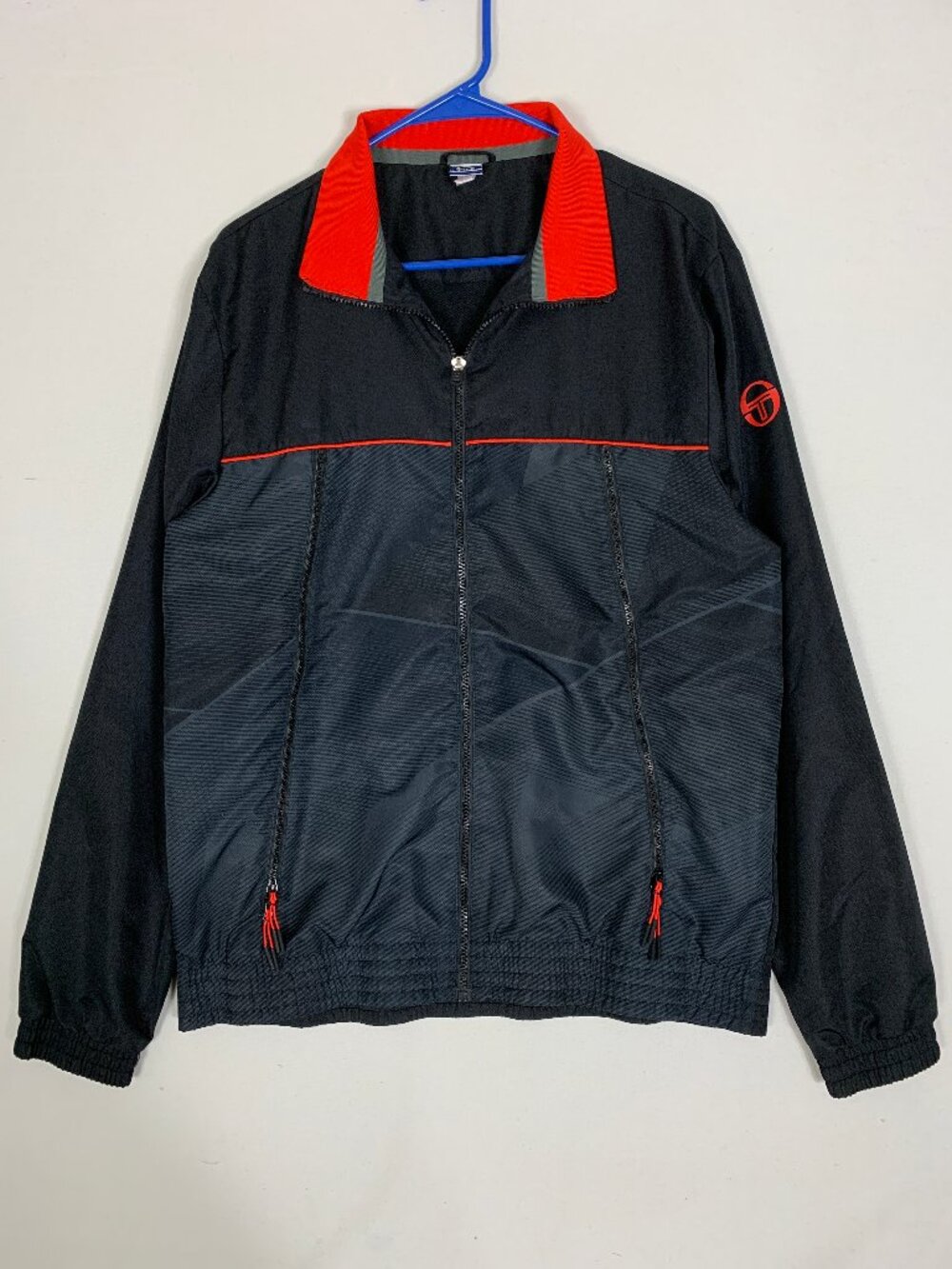 Sergio Tacchini Men's Black Full Zip Windbreaker size XL